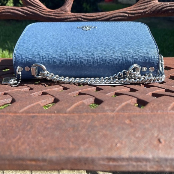 NWT COACH Klare Blue/Silver Leather Chain Strap Crossbody Shoulder Bag. - Picture 10 of 15